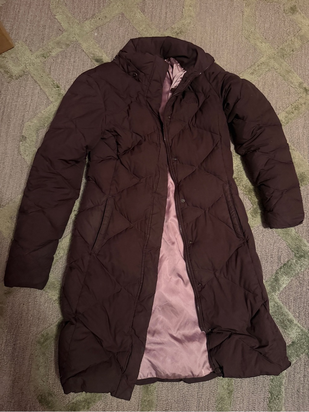 The North Face Women's Long Quilted Puffer Coat in dark Plum